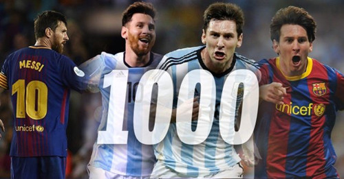 Messi heeft 1000 doelpunten gescoord in de voetbalcarrire